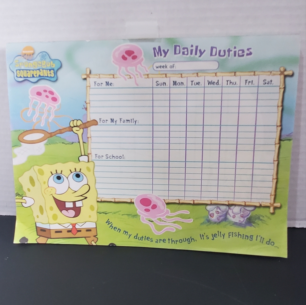 Spongebob Squarepants Kids "My Daily Duties" Planner 52 Week Calendar NEW